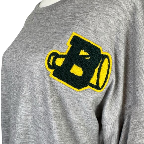Kickoff Couture Grey Baylor Collegiate Patch Long Tiered Ruffle Sleeve Sweater - Picture 5 of 11